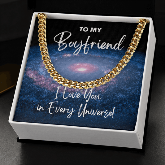 Boyfriend Cuban Link Chain Gift - I Love You In Every Universe Necklace - Jewelry for Doctor Strange Fan