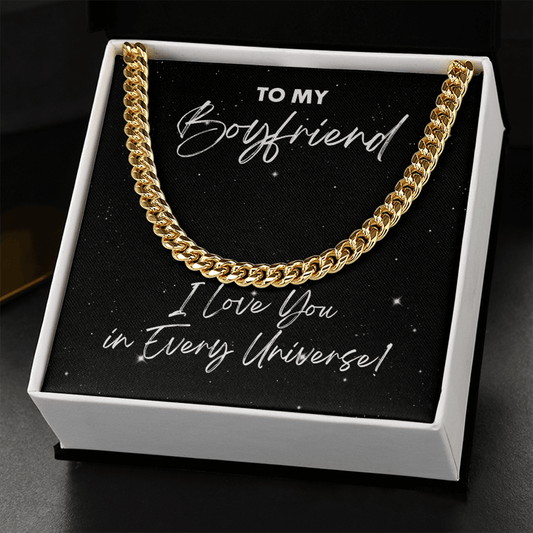 Boyfriend Cuban Link Chain Necklace - I Love You In Every Universe Gift - Jewelry for Doctor Strange Fan