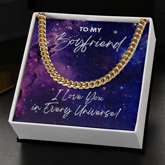 Boyfriend Cuban Link Chain Necklace - I Love You In Every Universe Jewelry - Gift for Doctor Strange Fan