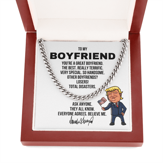 Boyfriend Gift - Republican Trump Necklace - Boyfriend Birthday, Father's Day, Christmas Gift Cuban Link Chain (Stainless Steel)