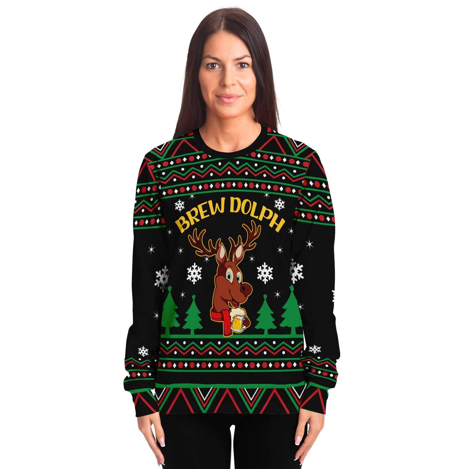 Brew Dolf - Funny Reindeer Rudolph Beer Ugly Christmas Sweater (Sweatshirt)