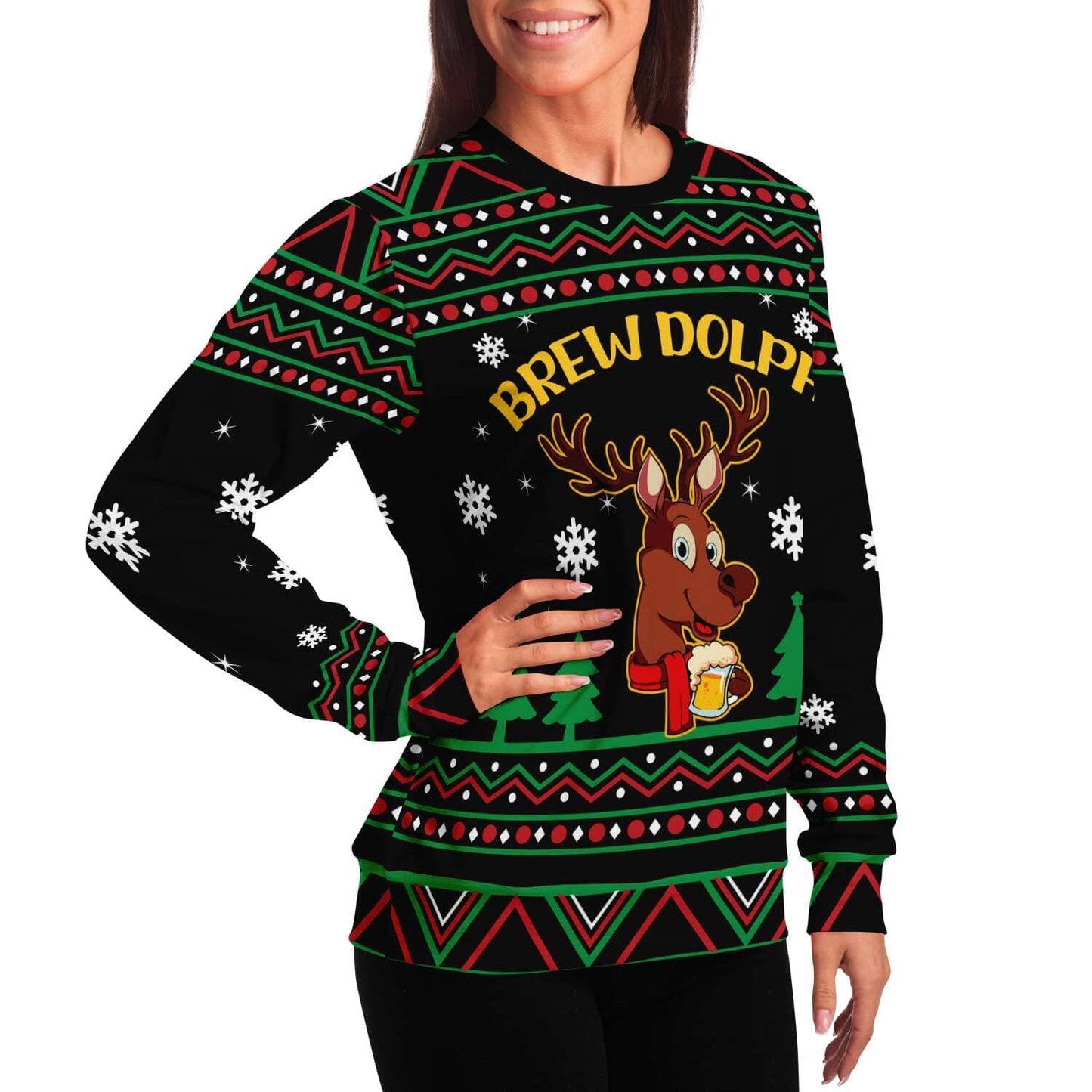 Brew Dolf - Funny Reindeer Rudolph Beer Ugly Christmas Sweater (Sweatshirt)