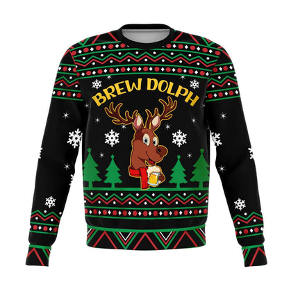 Brew Dolf - Funny Reindeer Rudolph Beer Ugly Christmas Sweater (Sweatshirt)