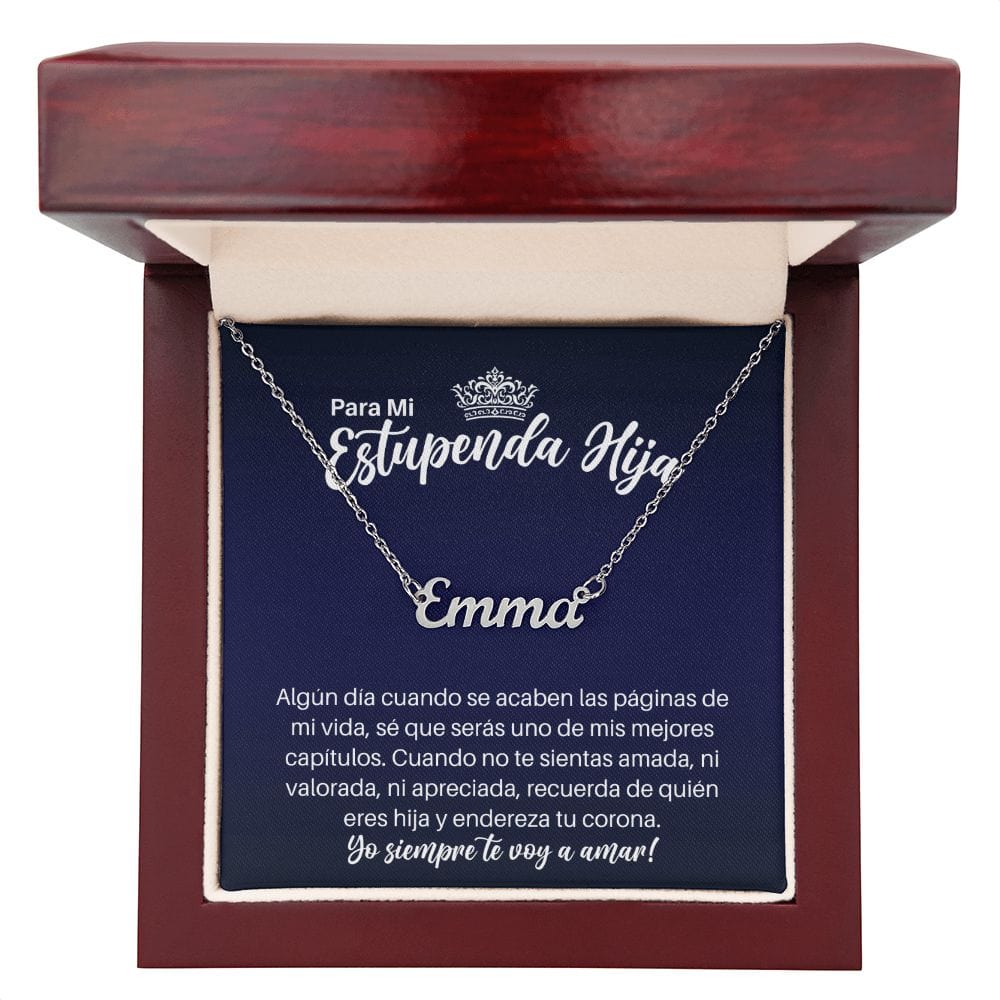 Collar Con Nombre Personalizado Para Mi Estupenda Hija - Enderezar Su Corona - Graduación Motivacional, Boda, Navidad O Regalo De Cumpleaños Luxury Box