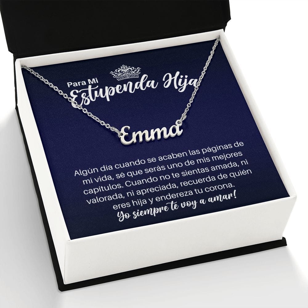 Collar Con Nombre Personalizado Para Mi Estupenda Hija - Enderezar Su Corona - Graduación Motivacional, Boda, Navidad O Regalo De Cumpleaños Standard Box
