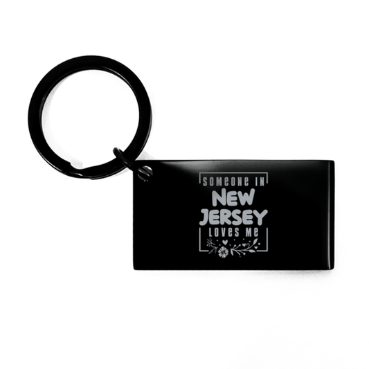 Cute New Jersey Black Keychain, Someone in New Jersey Loves Me, Best Birthday Gifts from New Jersey Friends & Family