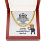 Dad Gift - Republican Trump Necklace - Dad Birthday, Father's Day, Christmas Gift Cuban Link Chain (14K Gold Plated)