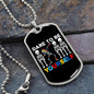 Dare to Be Yourself Dabbing Skeleton - Autism Awareness Dog Tag Necklace
