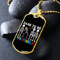 Dare to Be Yourself Dabbing Skeleton - Autism Awareness Dog Tag Necklace