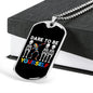 Dare to Be Yourself Dabbing Skeleton - Autism Awareness Dog Tag Necklace