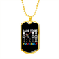 Dare to Be Yourself Dabbing Skeleton - Autism Awareness Dog Tag Necklace Military Chain (Gold) / No