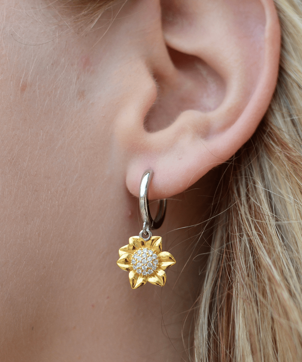 Daughter Gifts - Just Breathe - Sunflower Earrings for Encouragement, Motivation - Jewelry Gift for Daughter