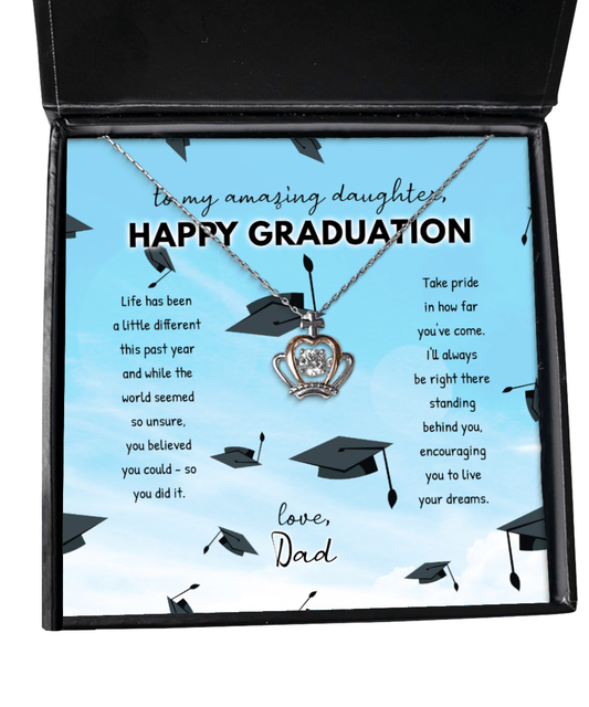 Daughter Graduation Gifts - You Believed You Could So You Did It - Crown Necklace for High School or College Graduation - Jewelry Gift Daughter