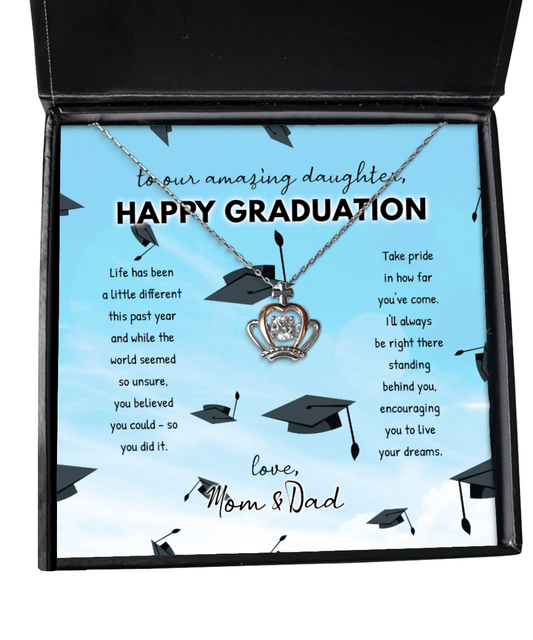 Daughter Graduation Gifts - You Believed You Could So You Did It - Crown Necklace for High School or College Graduation - Jewelry Gift for Our Daughter
