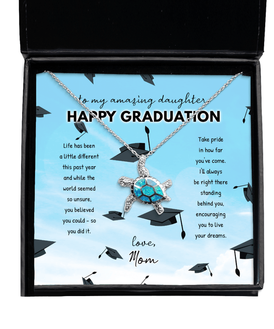 Daughter Graduation Gifts - You Believed You Could So You Did It - Opal Turtle Necklace for High School or College Graduation - Jewelry Gift for Daughter from Mom