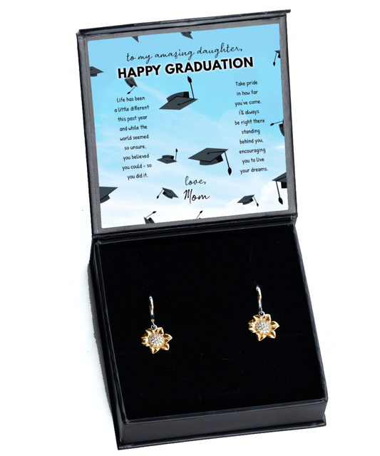 Daughter Graduation Gifts - You Believed You Could So You Did It - Sunflower Earrings for High School or College Graduation - Jewelry Gift for Daughter from Mom