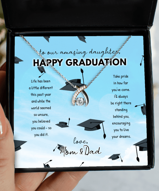 Daughter Graduation Gifts - You Believed You Could So You Did It - Wishbone Necklace for High School or College Graduation - Jewelry Gift for Our Daughter