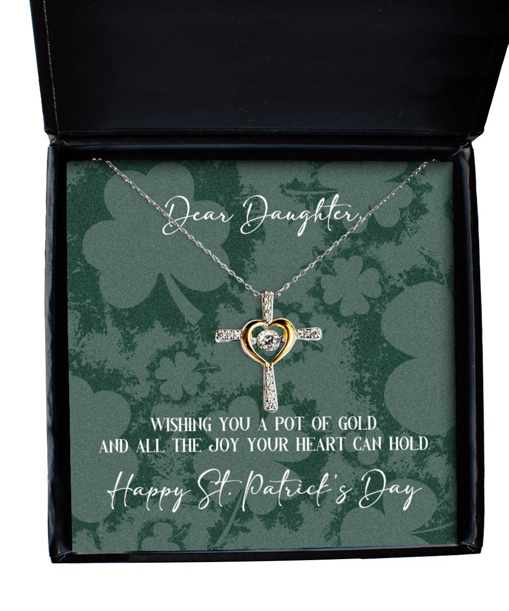 Daughter St. Patrick's Day Gift - Wishing You a Pot of Gold - Cross Necklace for St. Patrick's Day - Jewelry Gift for Daughter