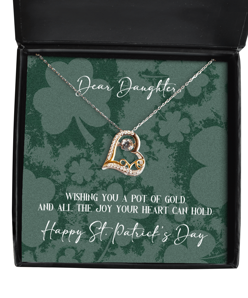 Daughter St. Patrick's Day Gift - Wishing You a Pot of Gold - Love Heart Necklace for St. Patrick's Day - Jewelry Gift for Daughter