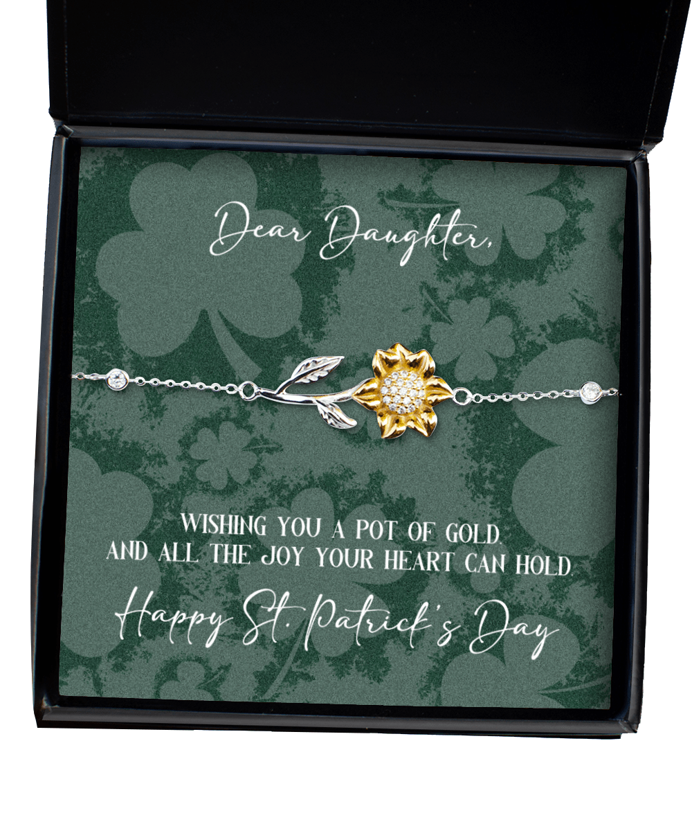 Daughter St. Patrick's Day Gift - Wishing You a Pot of Gold - Sunflower Bracelet for St. Patrick's Day - Jewelry Gift for Daughter