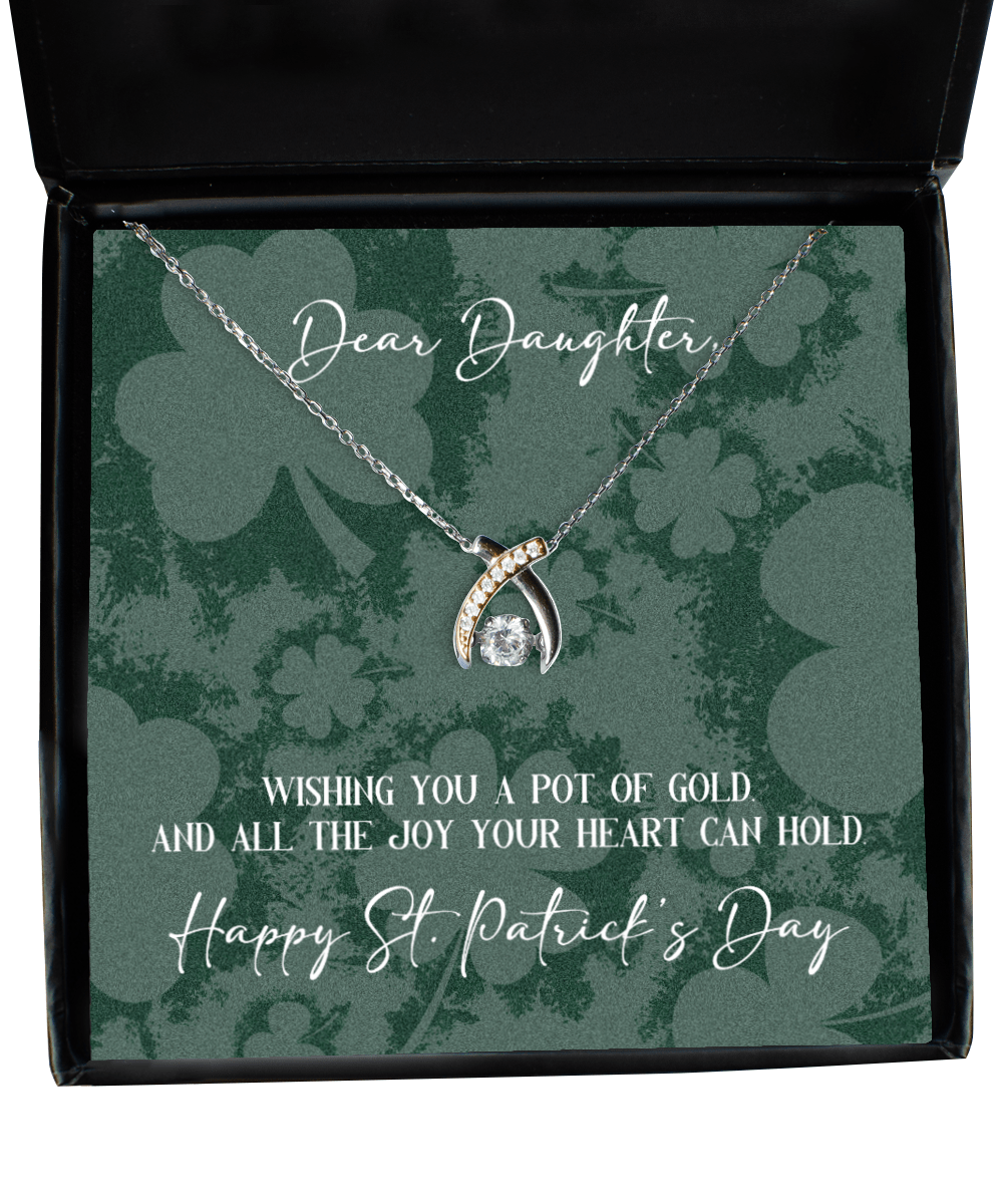 Daughter St. Patrick's Day Gift - Wishing You a Pot of Gold - Wishbone Necklace for St. Patrick's Day - Jewelry Gift for Daughter