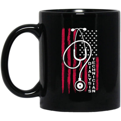 Dialysis Technician American Flag Stethoscope (Ceramic Coffee Mugs) Funny Gift for Dialysis Techs