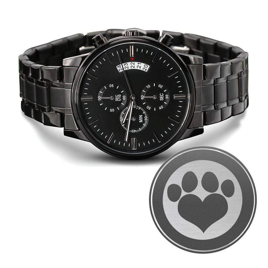 Dog Paw Heart Engraved Watch - Gift for Dog Dad Standard Box