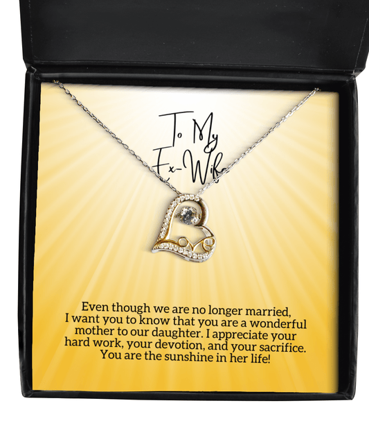 Ex-Wife Mother's Day Gift - Sunshine In Her Life - Love Dancing Heart Necklace for Mother's Day - Jewelry Gift for Ex Wife