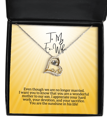 Ex-Wife Mother's Day Gift - Sunshine In His Life - Love Dancing Heart Necklace for Mother's Day - Jewelry Gift for Ex Wife