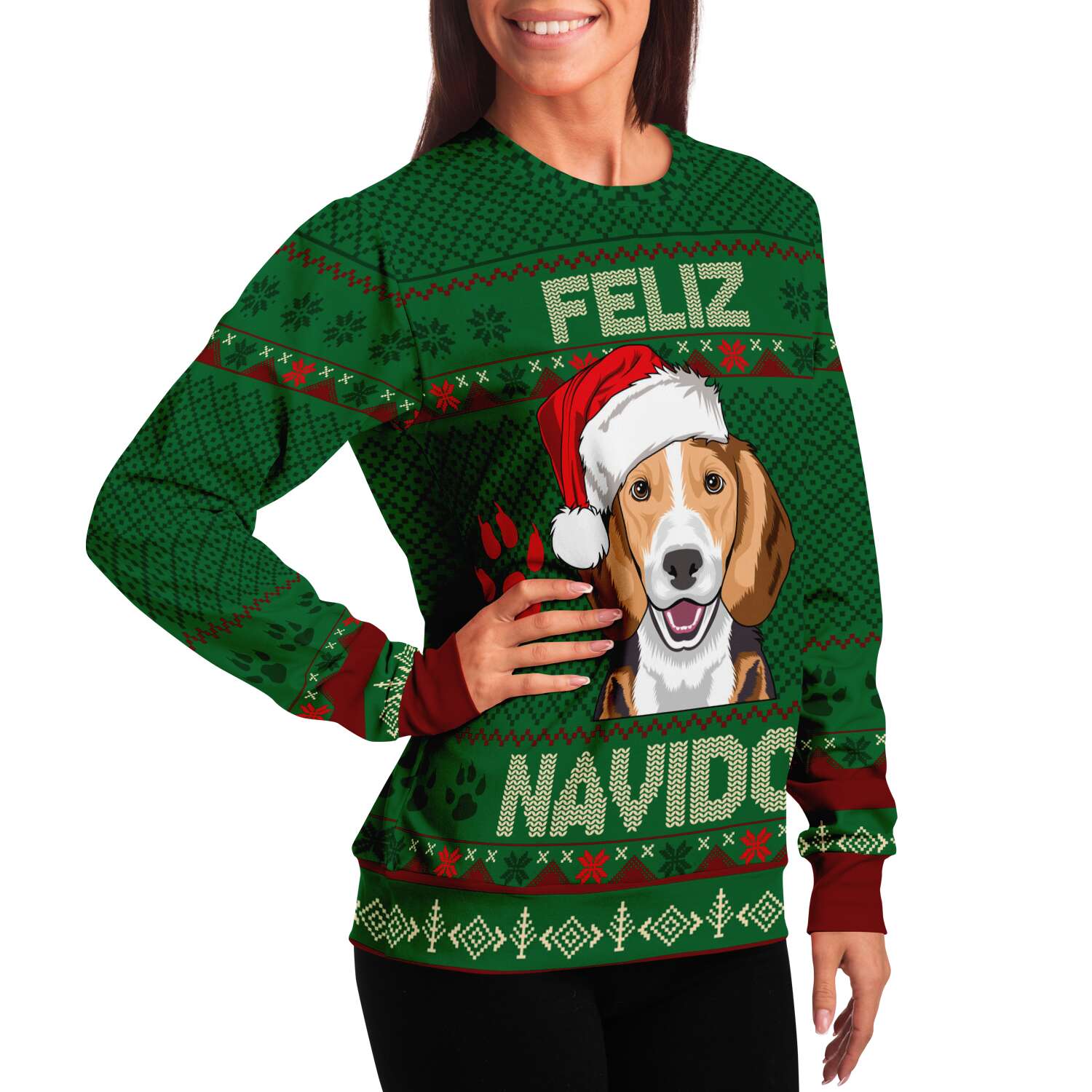 Feliz Navidog - Beagle - Funny Dog Lover Ugly Christmas Sweater (Sweatshirt)