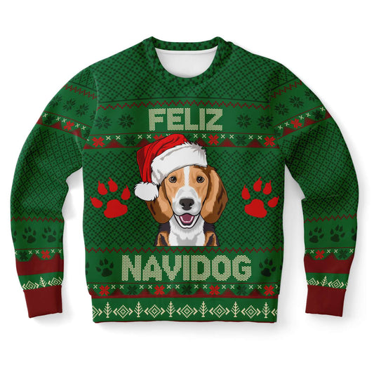 Feliz Navidog - Beagle - Funny Dog Lover Ugly Christmas Sweater (Sweatshirt) XS