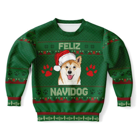 Feliz Navidog - Funny Kids/Youth Dog Lover Ugly Christmas Sweater (Sweatshirt) XXS