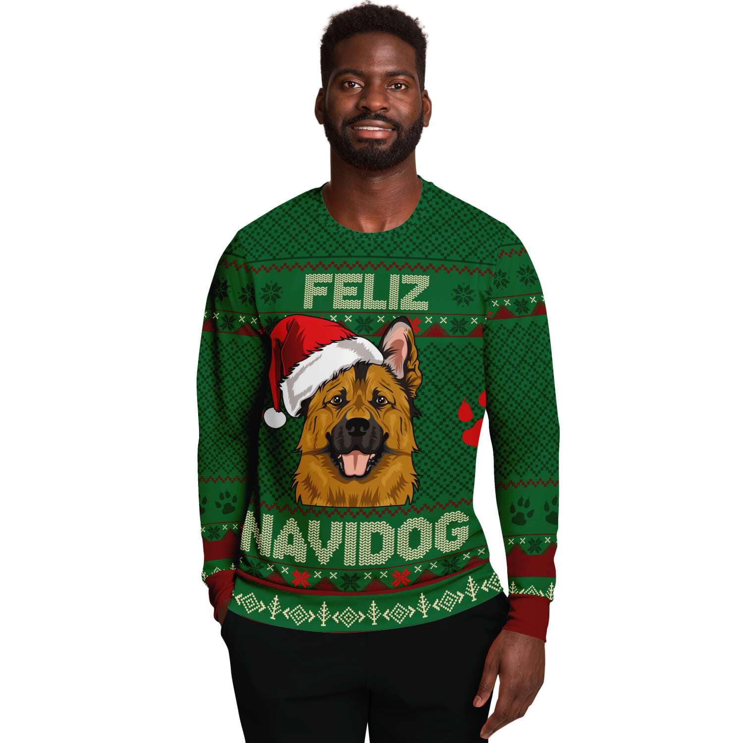 Feliz Navidog - German Shepherd - Funny Dog Lover Ugly Christmas Sweater (Sweatshirt)