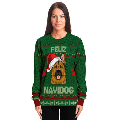 Feliz Navidog - German Shepherd - Funny Dog Lover Ugly Christmas Sweater (Sweatshirt)
