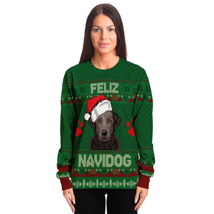 Feliz Navidog - Labrador - Funny Lab Dog Lover Ugly Christmas Sweater (Sweatshirt)