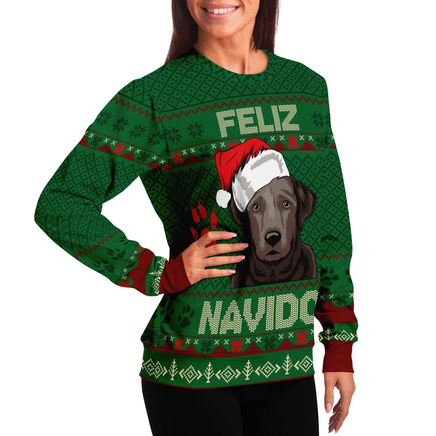 Feliz Navidog - Labrador - Funny Lab Dog Lover Ugly Christmas Sweater (Sweatshirt)