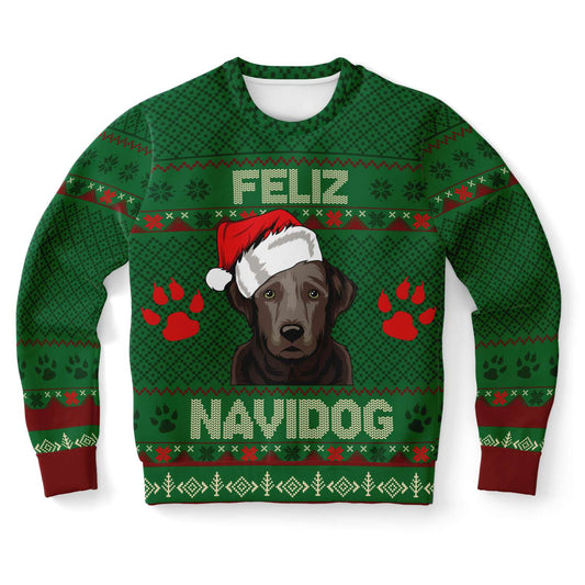 Feliz Navidog - Labrador - Funny Lab Dog Lover Ugly Christmas Sweater (Sweatshirt) XS