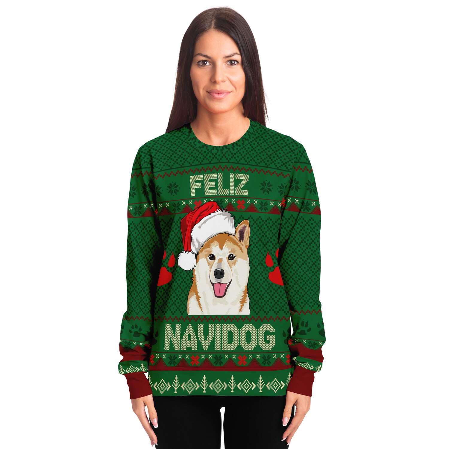 Feliz Navidog - Shiba Inu - Funny Dog Lover Ugly Christmas Sweater (Sweatshirt)