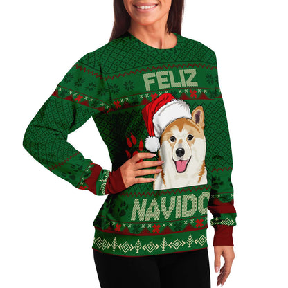 Feliz Navidog - Shiba Inu - Funny Dog Lover Ugly Christmas Sweater (Sweatshirt)