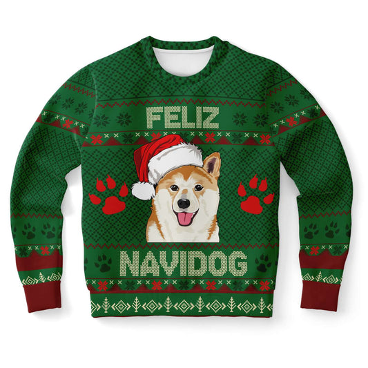 Feliz Navidog - Shiba Inu - Funny Dog Lover Ugly Christmas Sweater (Sweatshirt) XS