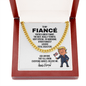 Fiancé Gift - Republican Trump Necklace - Fiance Birthday, Father's Day, Christmas Gift Cuban Link Chain (14K Gold Plated)