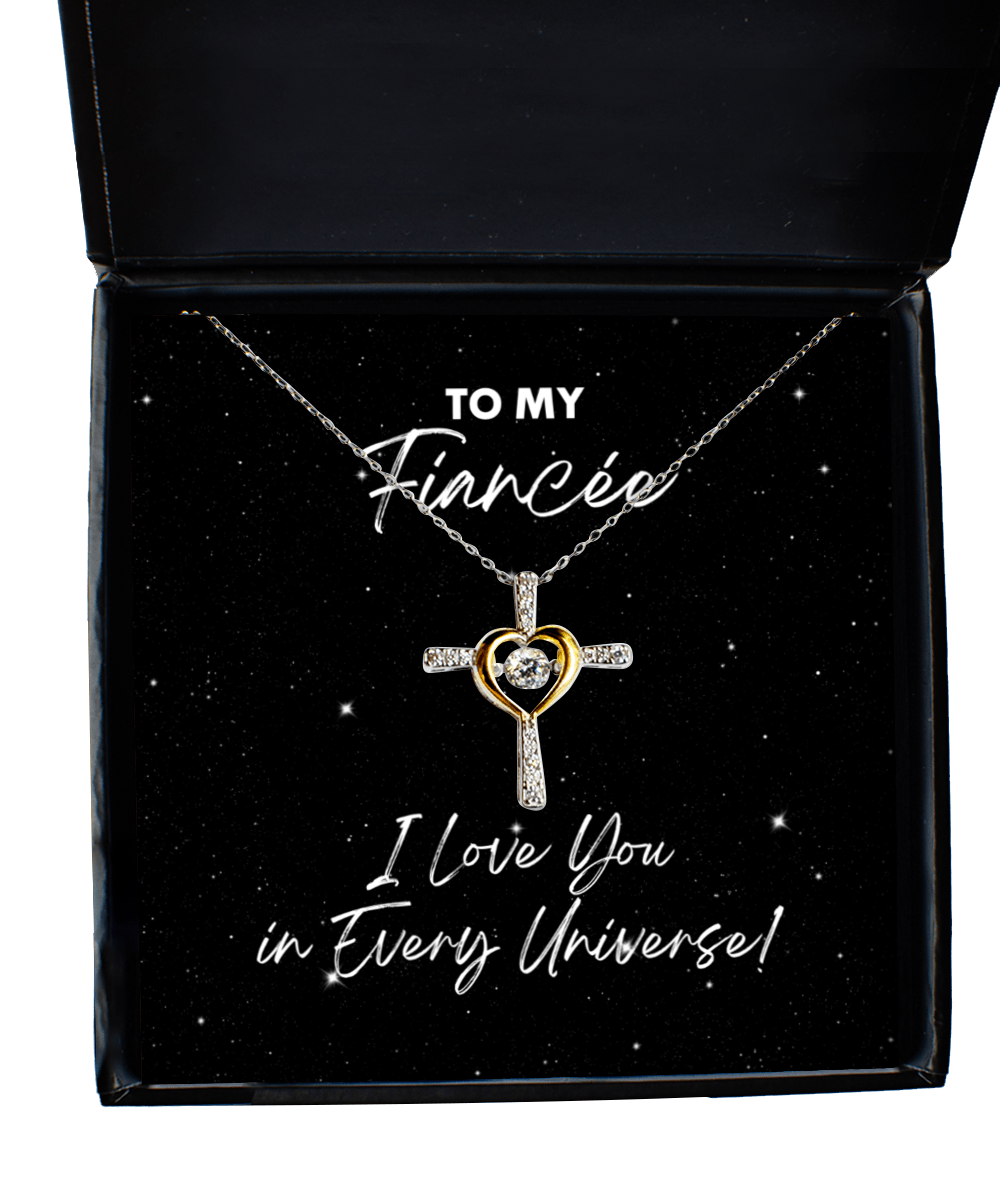 Fiancee Gift - I Love You In Every Universe - Cross Necklace for Valentine's Day, Anniversary, Birthday, Mother's Day, Christmas - Jewelry Gift for Comic Book Fiancee