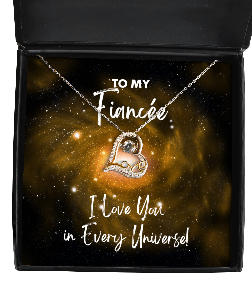 Fiancee Gift - I Love You In Every Universe - Love Heart Necklace for Anniversary, Birthday, Valentine's Day, Mother's Day, Christmas - Jewelry Gift for Comic Book Fiancee