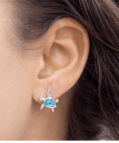 Fiancee Gift - I Love You In Every Universe - Opal Turtle Earrings for Birthday, Anniversary, Valentine's Day, Mother's Day, Christmas - Jewelry Gift for Comic Book Fiancee