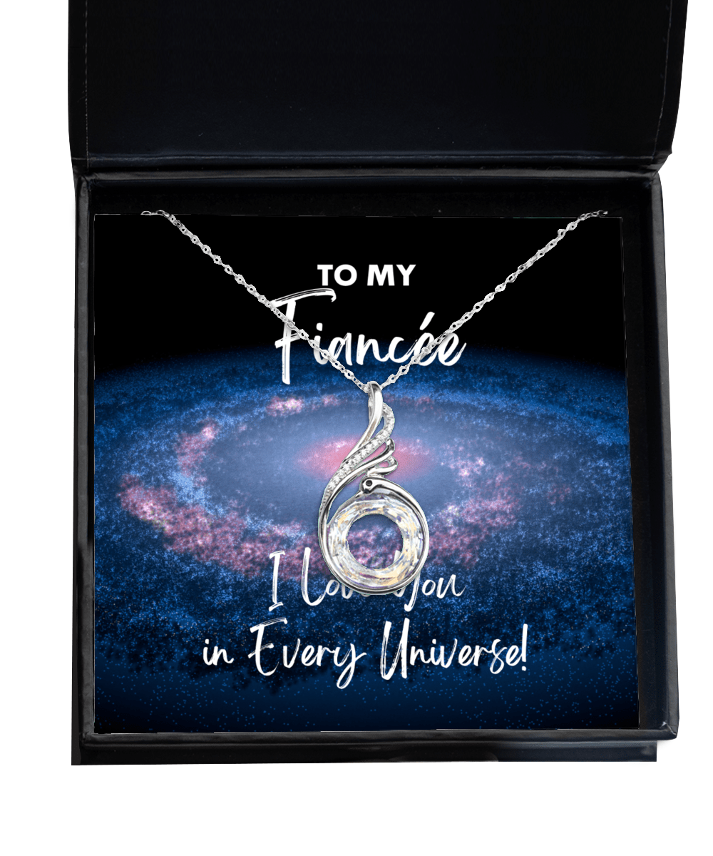 Fiancee Gift - I Love You In Every Universe - Phoenix Necklace for Birthday, Anniversary, Valentine's Day, Mother's Day, Christmas - Jewelry Gift for Comic Book Fiancee