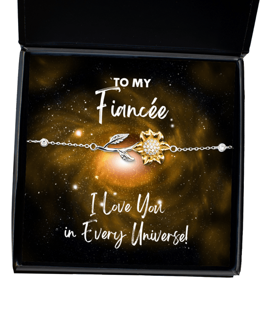 Fiancee Gift - I Love You In Every Universe - Sunflower Bracelet for Anniversary, Birthday, Valentine's Day, Mother's Day, Christmas - Jewelry Gift for Comic Book Fiancee