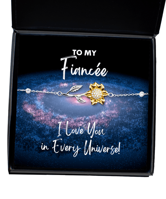 Fiancee Gift - I Love You In Every Universe - Sunflower Bracelet for Birthday, Anniversary, Valentine's Day, Mother's Day, Christmas - Jewelry Gift for Comic Book Fiancee