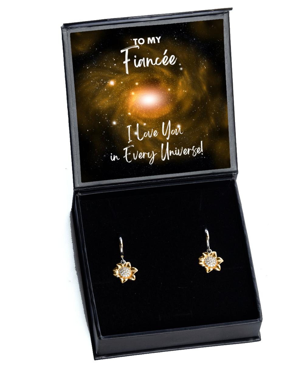 Fiancee Gift - I Love You In Every Universe - Sunflower Earrings for Anniversary, Birthday, Valentine's Day, Mother's Day, Christmas - Jewelry Gift for Comic Book Fiancee