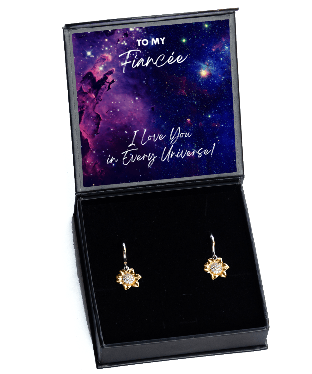 Fiancee Gift - I Love You In Every Universe - Sunflower Earrings for Anniversary, Valentine's Day, Birthday, Mother's Day, Christmas - Jewelry Gift for Comic Book Fiancee