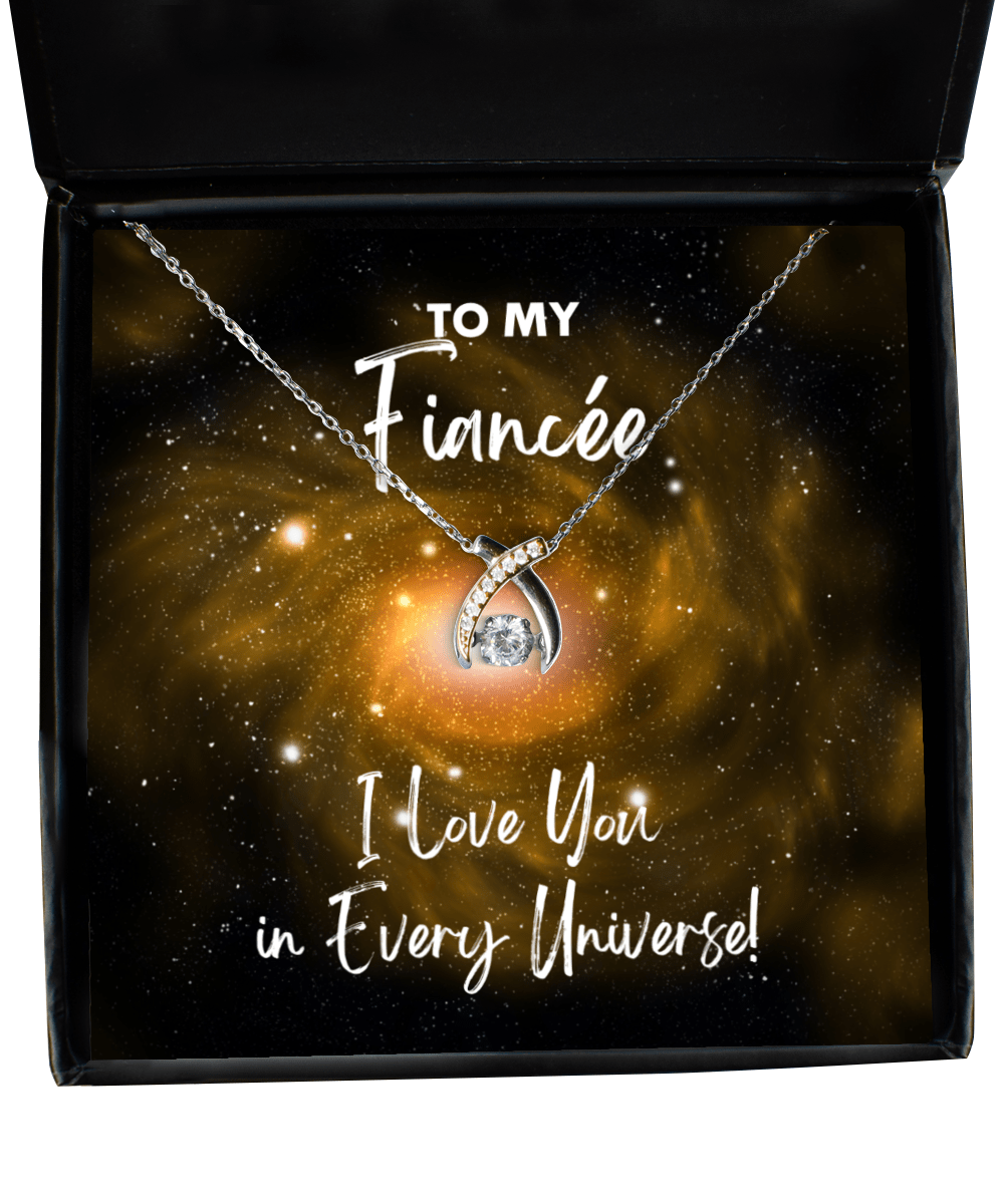 Fiancee Gift - I Love You In Every Universe - Wishbone Necklace for Anniversary, Birthday, Valentine's Day, Mother's Day, Christmas - Jewelry Gift for Comic Book Fiancee